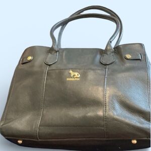 Emma Fox 1/2 Quilted Black Leather Handbag Shoulder Bag